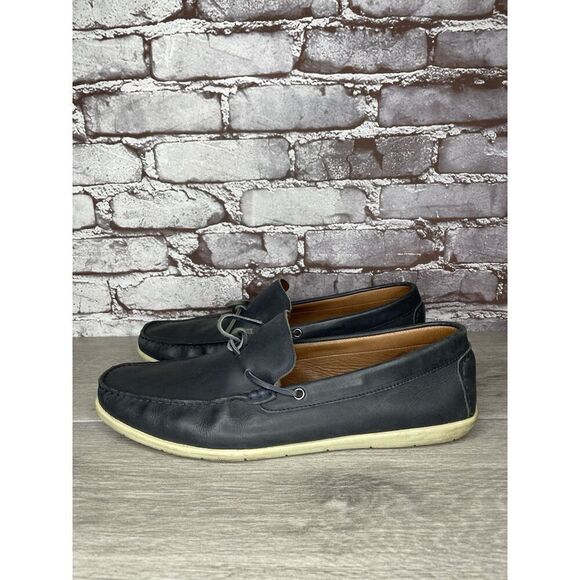 MASSIMO MATTEO Navy Blue Leather Casual Moc Driving Loafers Men’s Sz 12M US/45EU - Picture 1 of 16